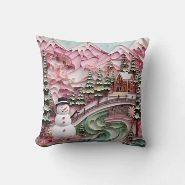 Cojín decorativo de Navidades rosados 3D (Anverso)