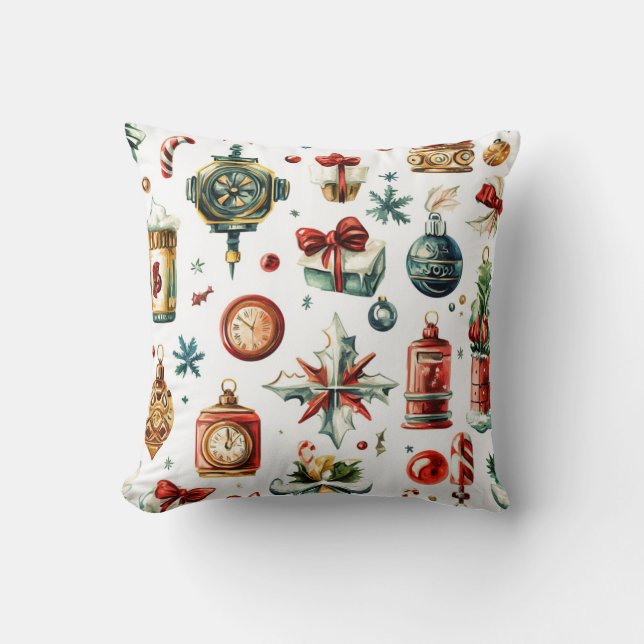 Cojín decorativo de Navidades Steampunk (Anverso)