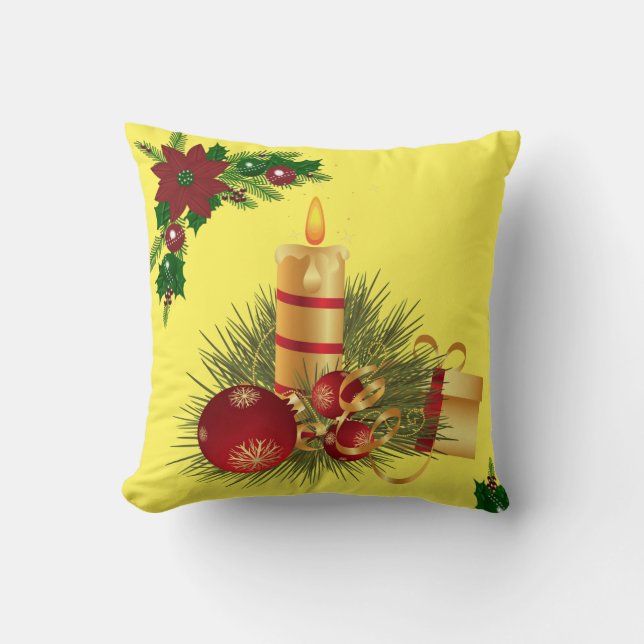 Cojín decorativo de navidades, velas de Navidades (Anverso)