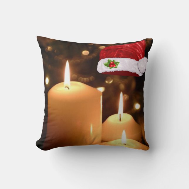 Cojín decorativo de navidades, velas de Navidades (Anverso)