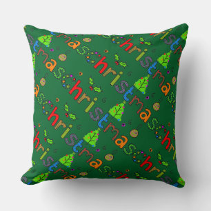 Cojín decorativo de Navidades verdes forestales