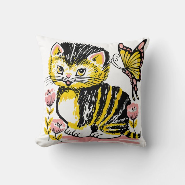 Cojín decorativo de niños gatos - Divertido y acog (Anverso)