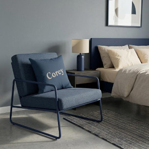 Cojín decorativo de nombre azul/vainilla del perso