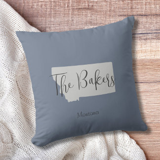 Cojín decorativo de nombre de familia del estado d