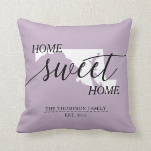 Cojín decorativo de nombre de familia estatal MD e