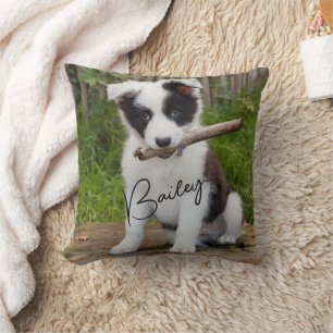Cojín decorativo de nombre de foto mascota