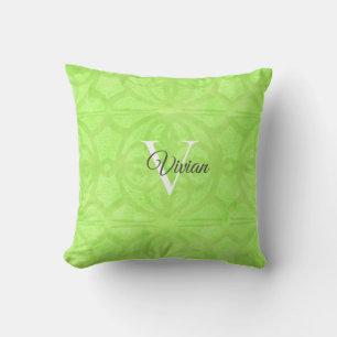 Cojín decorativo de nombre de monograma de color v