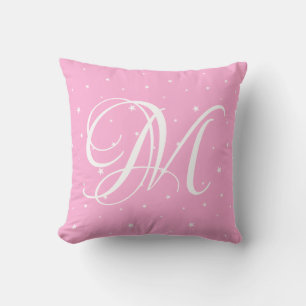 Cojín decorativo de nombre de monograma rosado