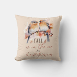 Cojín decorativo de nombre familiar Bluebird y Aut