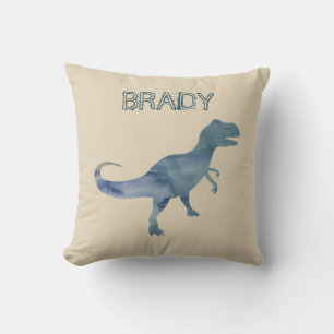 Cojín decorativo de nombre personalizado Blue Dino