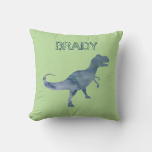 Cojín decorativo de nombre personalizado Blue Dino