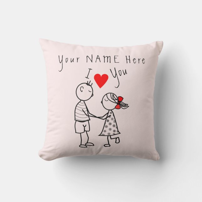 Cojín decorativo de nombre personalizado con amor  (Anverso)