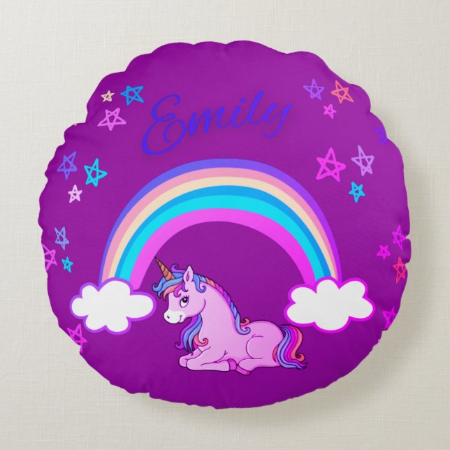 Cojín decorativo de nombre personalizado morado "E (Anverso)