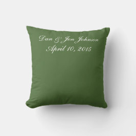 Cojín decorativo de nombre personalizado verde de 