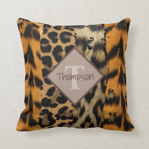 Cojín decorativo de nombres de impresión de leopar