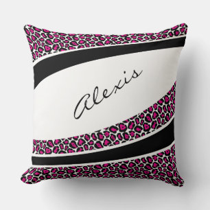 Cojín decorativo de nombres personalizados de leop