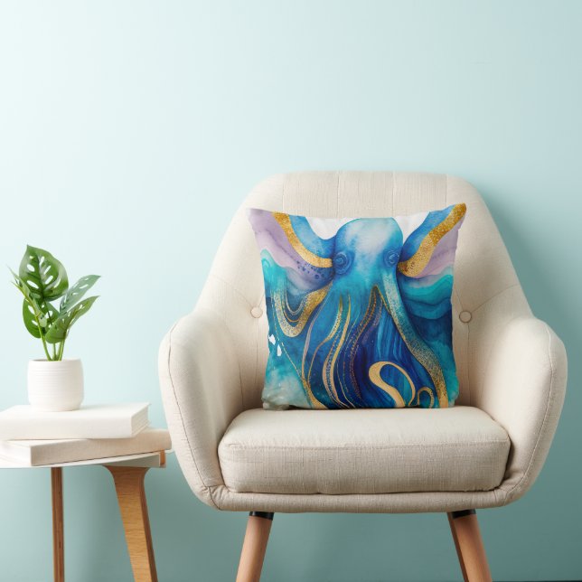 Cojín decorativo de Octopus Oro Azul Turquesa (Silla)