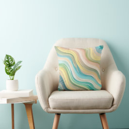 Cojín decorativo De Ondas Abstractas Pastel