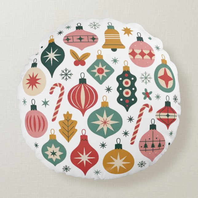 Cojín decorativo de Ornamentos de Navidad (Anverso)