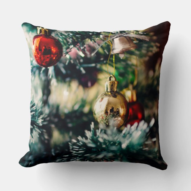 Cojín decorativo de Ornamentos de Navidad (Anverso)