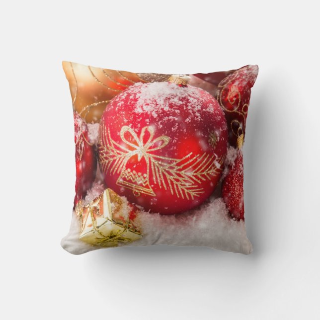 Cojín decorativo de Ornamentos de Navidad (Anverso)
