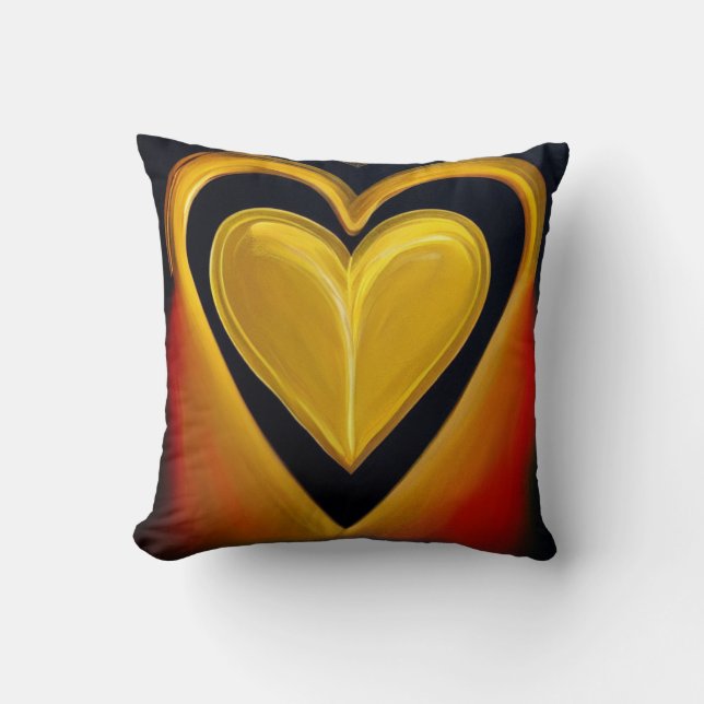 Cojín decorativo de oro y corazón negro (Anverso)
