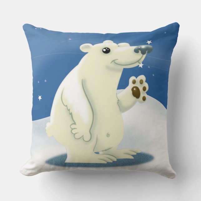 Cojín decorativo de oso polar amigable (Anverso)