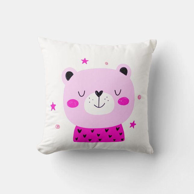 Cojín decorativo de oso rosado caliente y ligero (Anverso)
