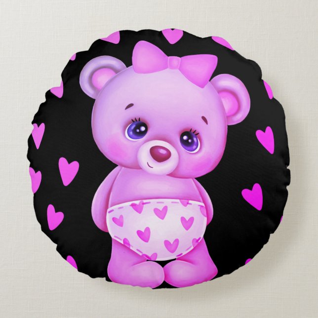 Cojín decorativo de Oso Teddy de impresión cardíac (Anverso)