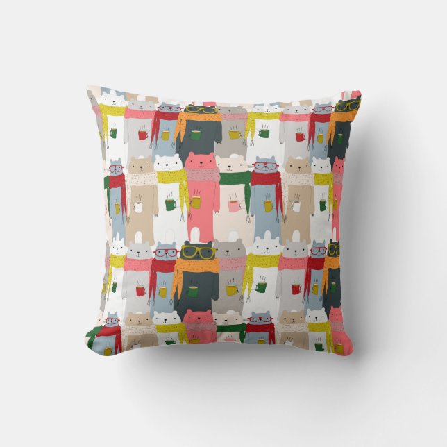 Cojín decorativo de Osos Polares Adorables (Anverso)