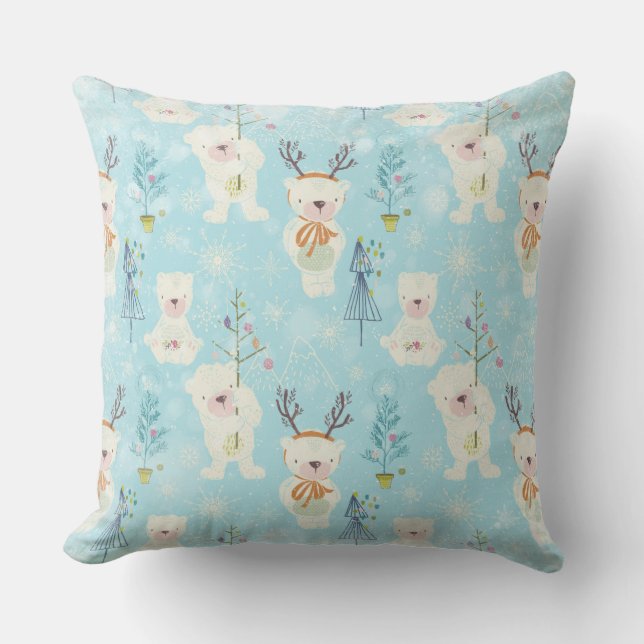 Cojín Decorativo De Osos y Navidades-Patrón de Navidad para niños (Anverso)
