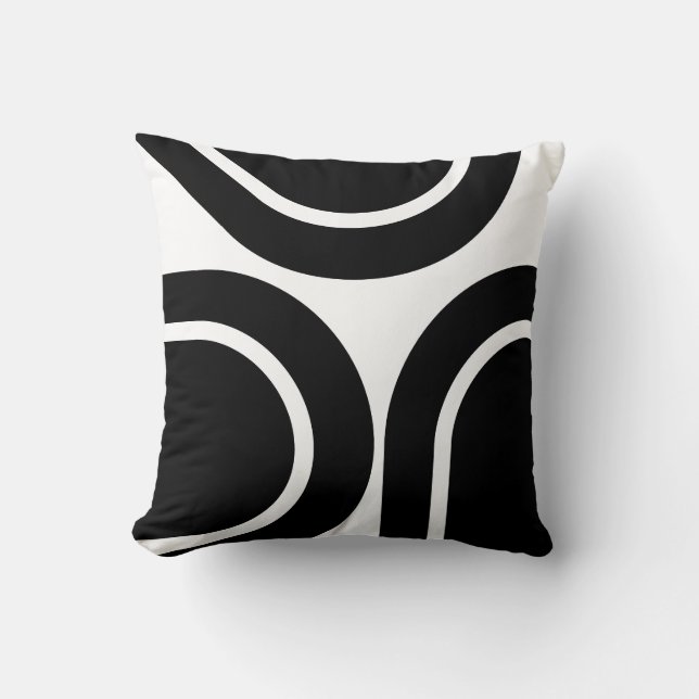 Cojín decorativo de Ovalos Blancos Negros Modernos (Anverso)