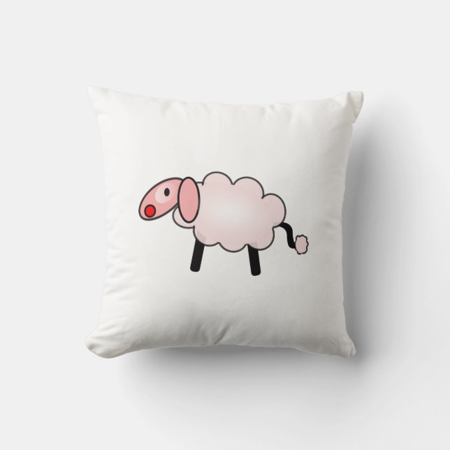 Cojín decorativo de ovejas rosadas (Anverso)