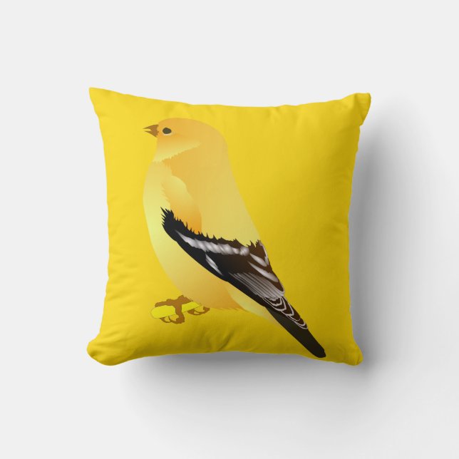 Cojín decorativo de pájaro amarillo dorado (Anverso)