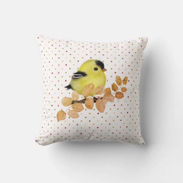 Cojín decorativo de pájaro dulce bebé Goldfinch (Anverso)
