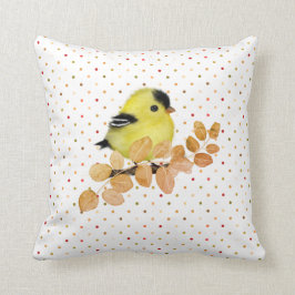 Cojín decorativo de pájaro dulce bebé Goldfinch