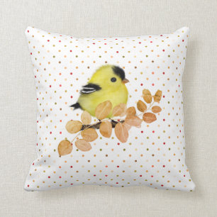 Cojín decorativo de pájaro dulce bebé Goldfinch