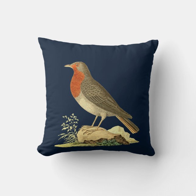 Cojín decorativo de pájaro verde naranja de la mar (Anverso)