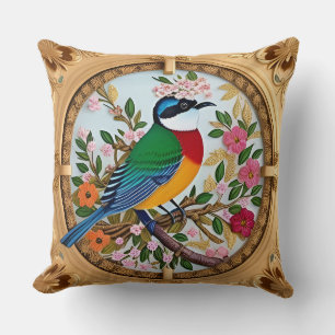 🌸 Cojín Decorativo de Pájaros Florales Canción de