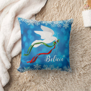 Cojín decorativo de palomas blancas navidades