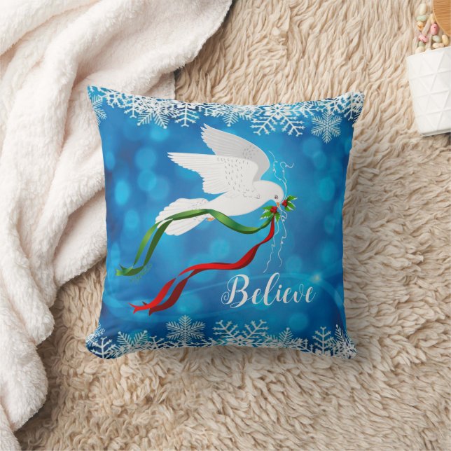Cojín decorativo de palomas blancas navidades (Manta)
