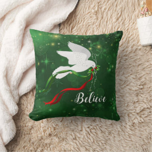 Cojín decorativo de palomas blancas navidades
