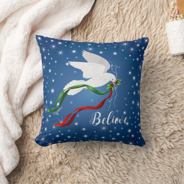 Cojín decorativo de palomas blancas navidades (Manta)