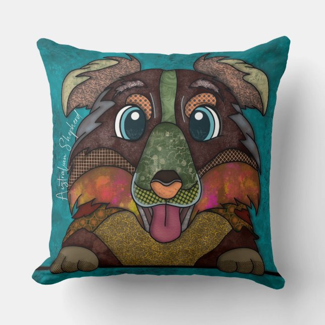 Cojín decorativo de Pastor Australiano (Anverso)