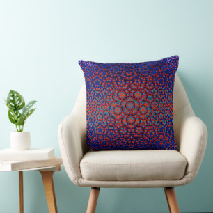 Cojín decorativo De Patrón Azul Y Rojo Negrita
