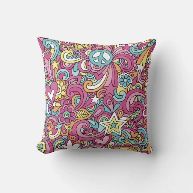 Cojín decorativo de patrón BrightHippie (Anverso)