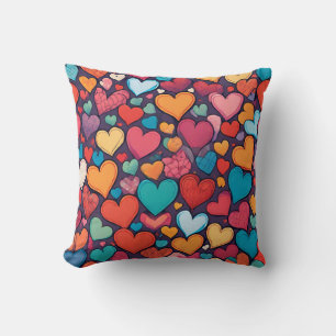 Cojín decorativo de patrón cardiaco colorido