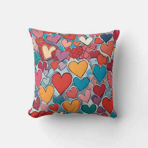 Cojín decorativo de patrón cardiaco colorido