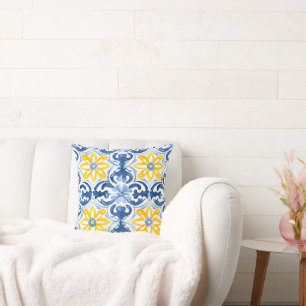 Cojín decorativo de patrón de Azure mediterráneo
