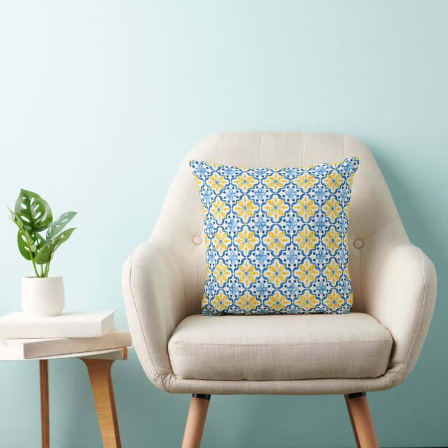 Cojín decorativo de patrón de Azure mediterráneo (Silla)